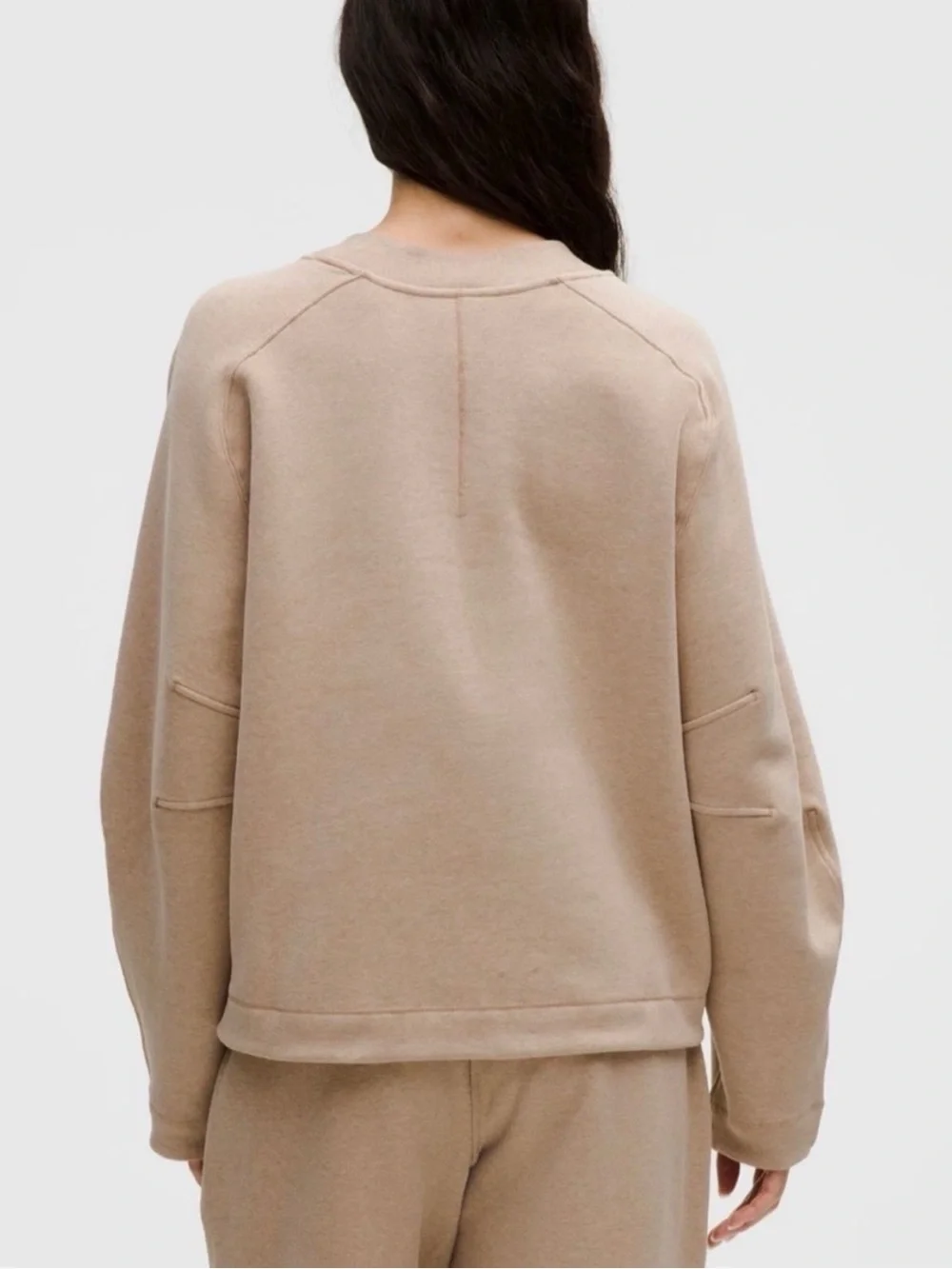 Lululemon Loungeful Relaxed Fit Crewneck Sweatshirt Side Zips Heathered Nutmeg M - Picture 2 of 7